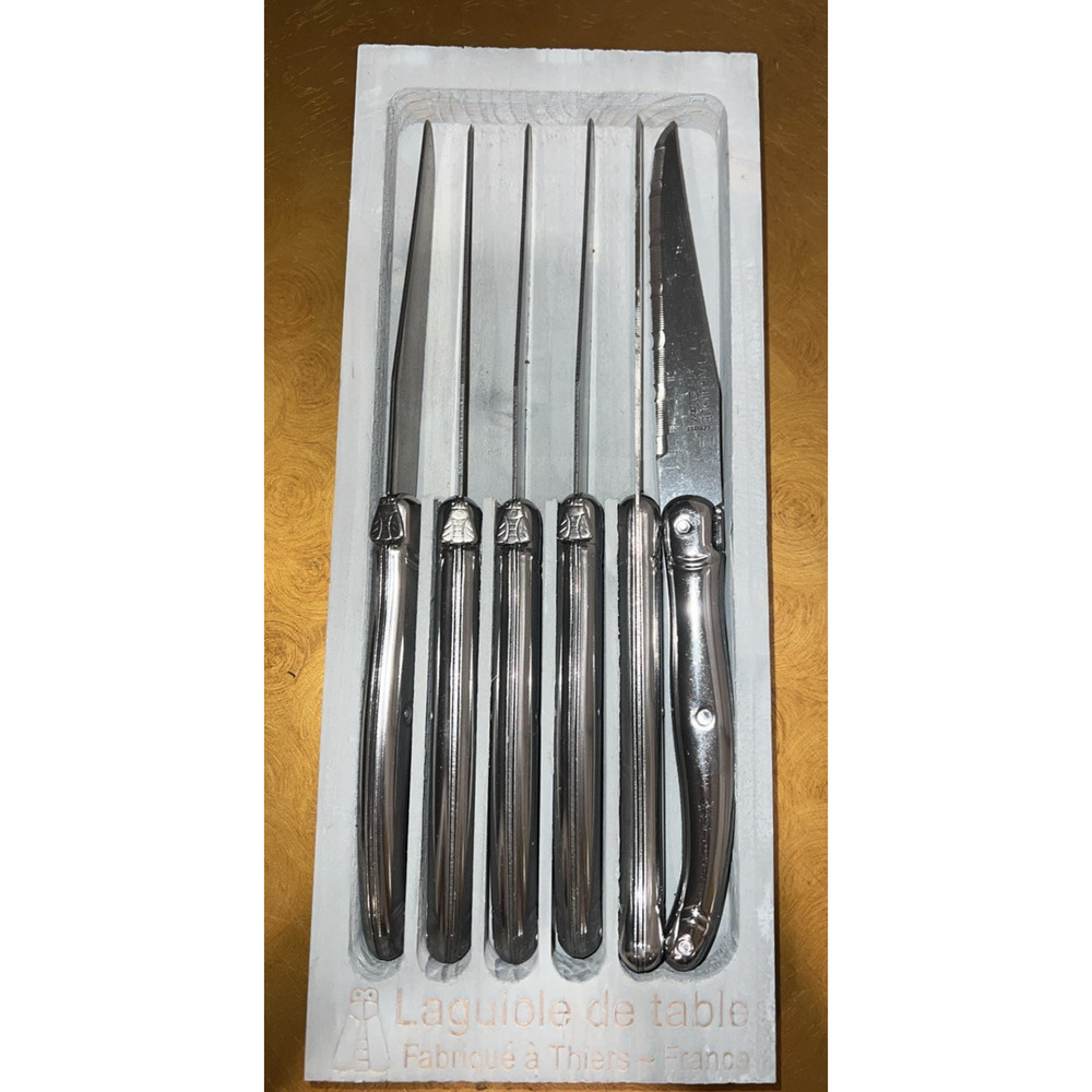 New Laguiole De Table Inox France Set Of 6 Steak Knives Stainless Handle